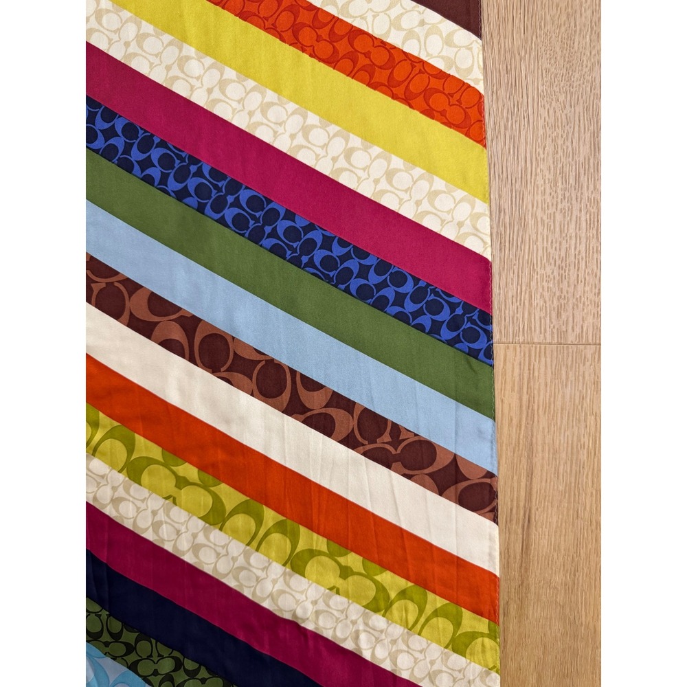 Coach Multi Color Legacy Signature C Logo Silk Oblong Scarf Long striped - Picture 6 of 8